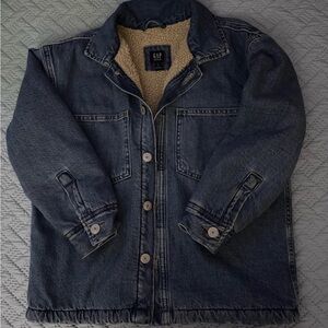 GAP Men's Dark Blue Sherpa-Lined Jacket EUC